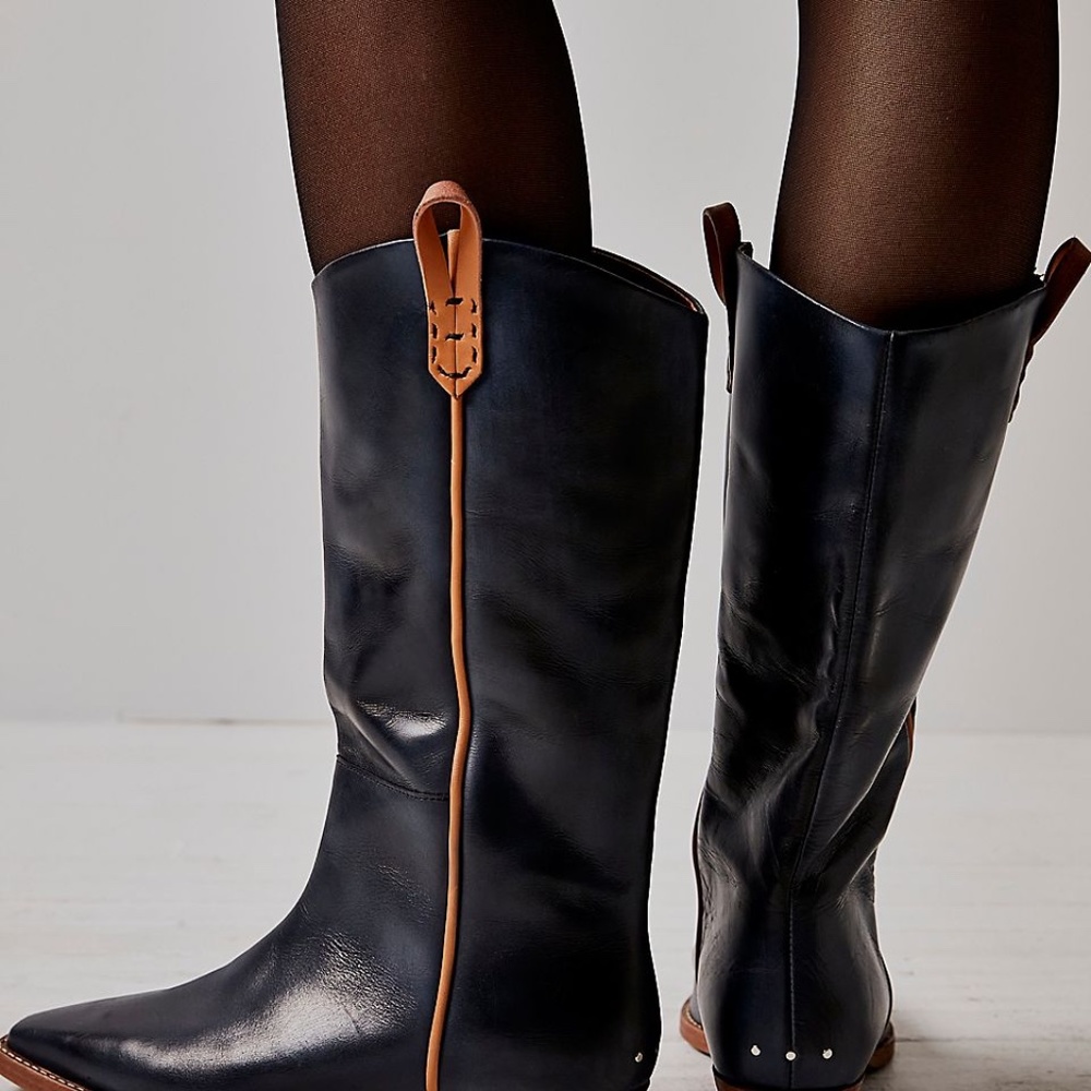 Free People We The Free Montage Tall Boots NWT Size US 9 EU 39 Color Washed Blac